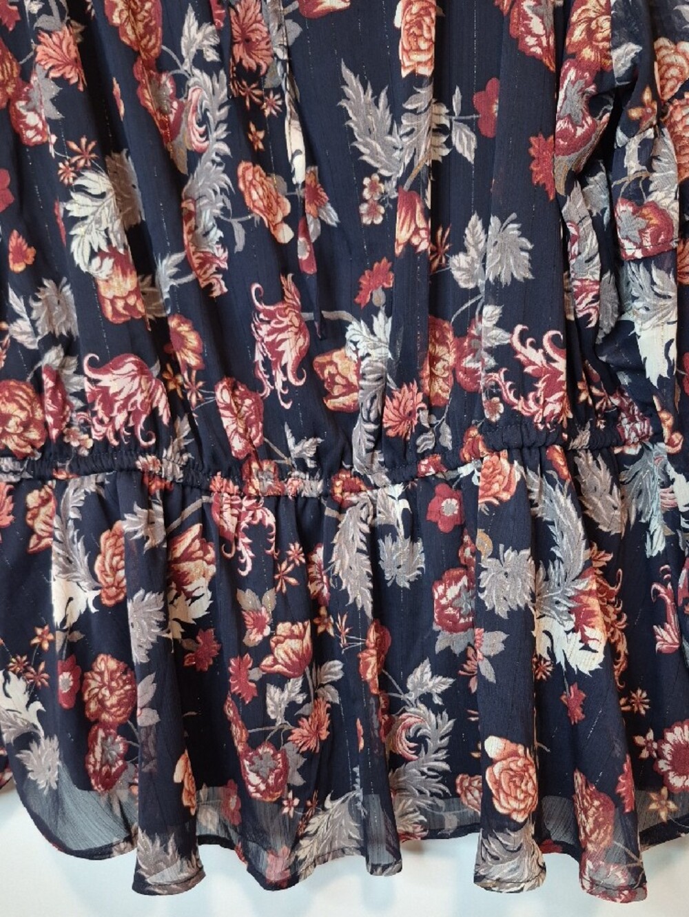 Maurices Navy Floral Peasant Blouse with Rose Print Size XL - Picture 7 of 12